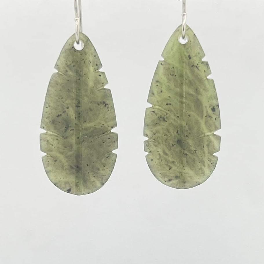Dove Feather Greenstone Earrings