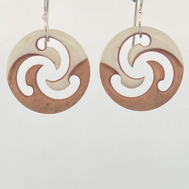 Delicate Circular Two-Tone Bone Earrings