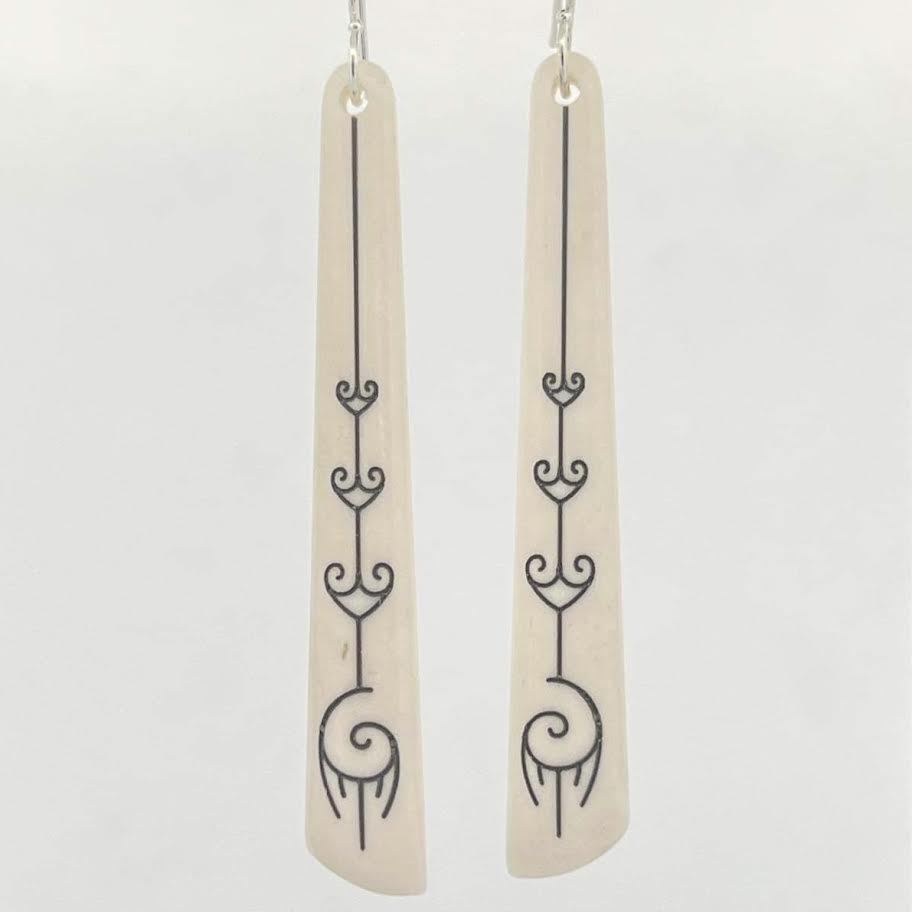 Engraved Bone Earrings