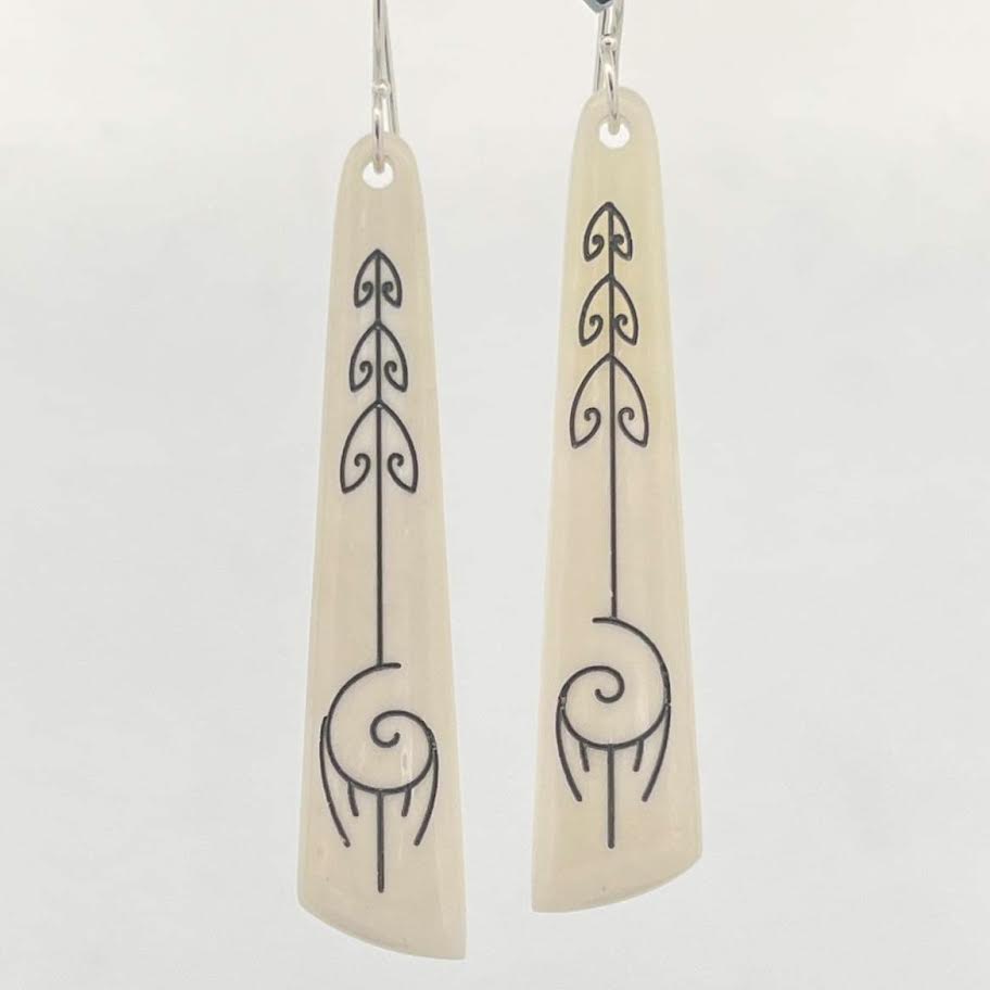Engraved Bone Earrings