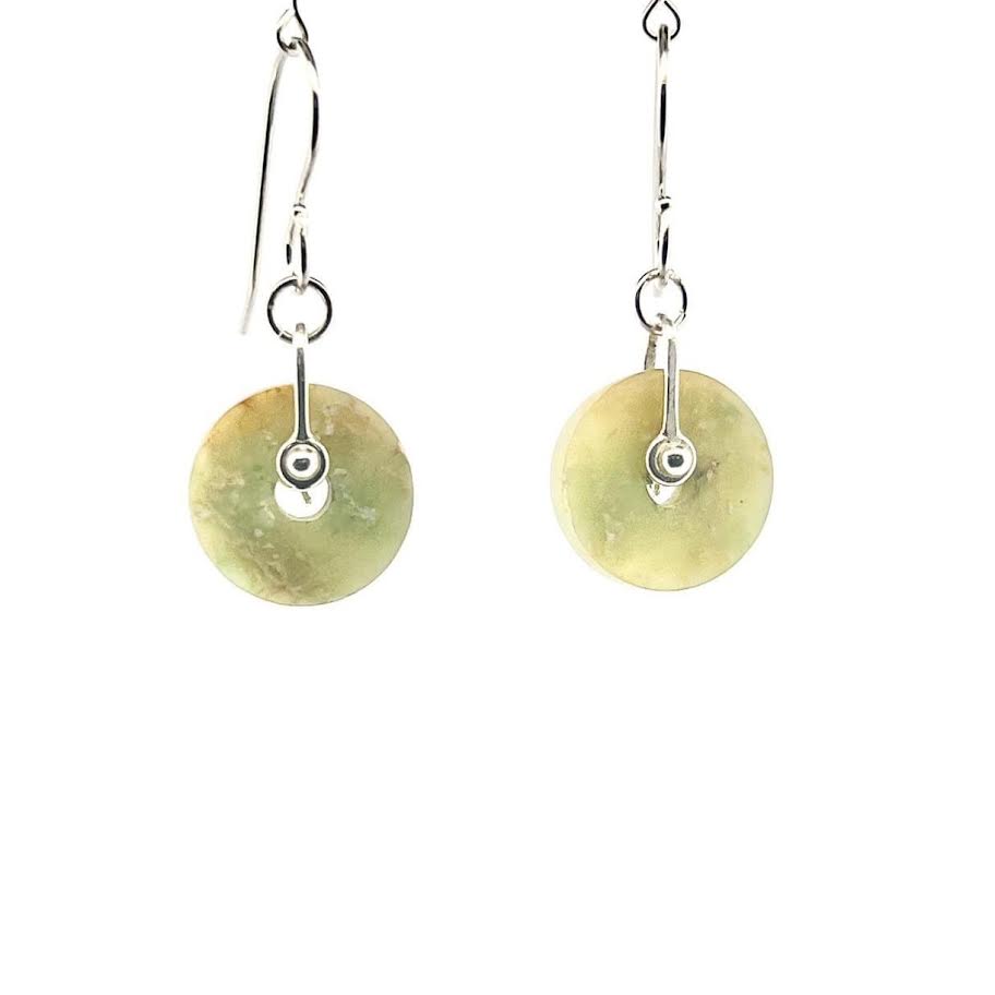 Circular Nelson Garnet and Silver Pin Earrings