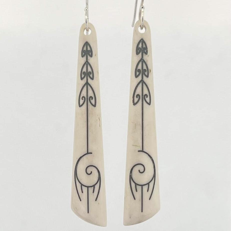 Engraved Bone Earrings
