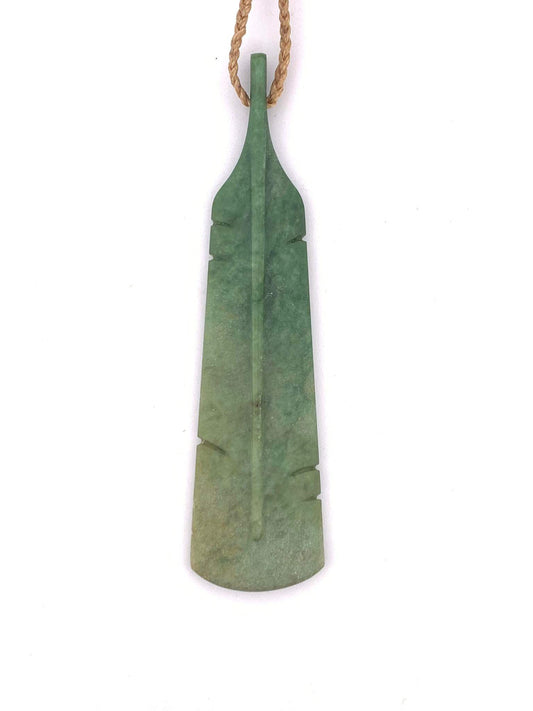 Huia Jade feather pendant