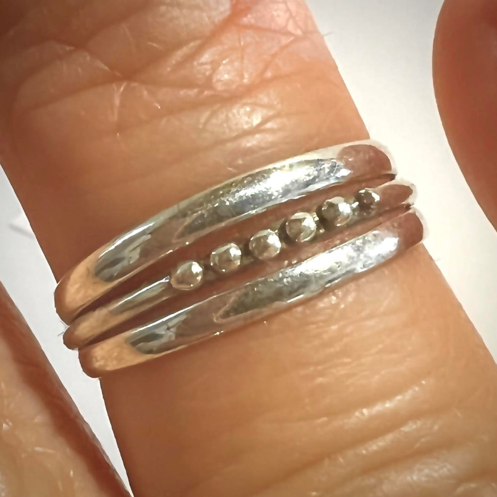 Sterling Silver Cluster Band Set