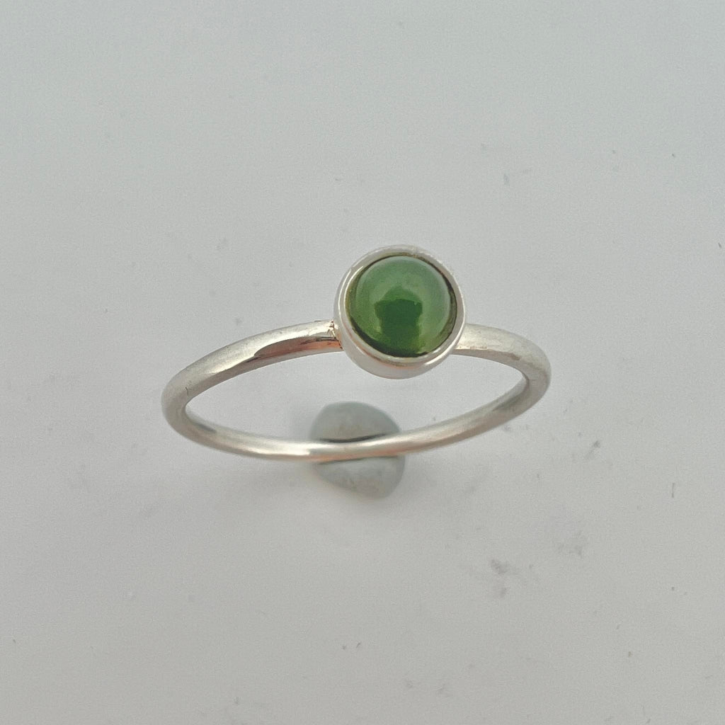 Circular Dome NZ Jade Gem In Sterling Silver