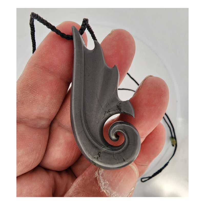 Koru with scallops pendant NZ Argillite