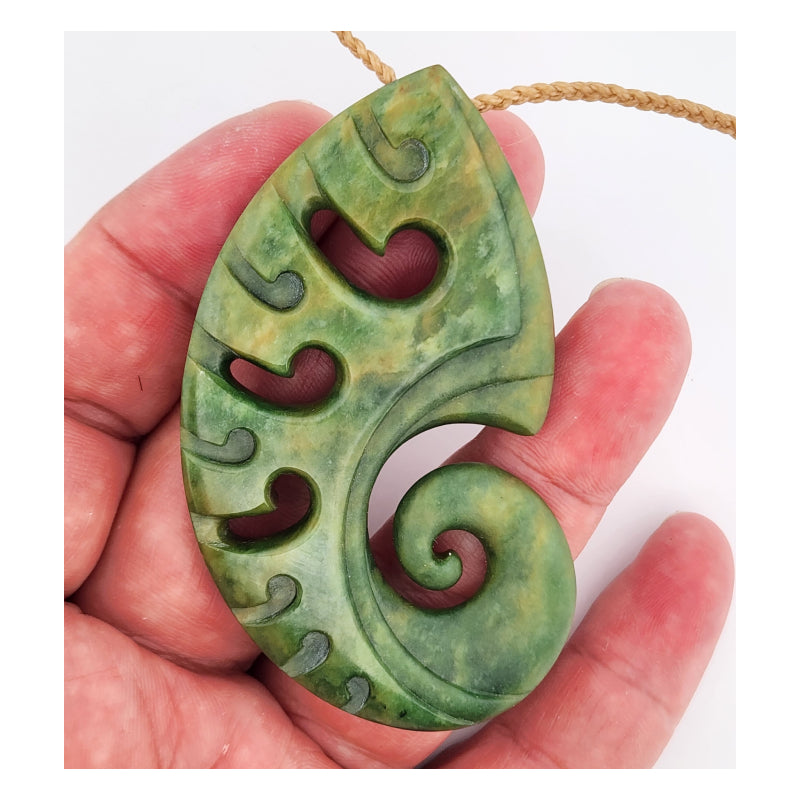 NZ Flower Jade Nautilus pendant