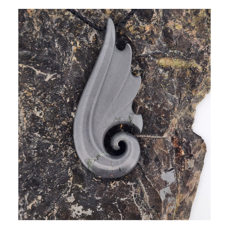 Koru with scallops pendant NZ Argillite