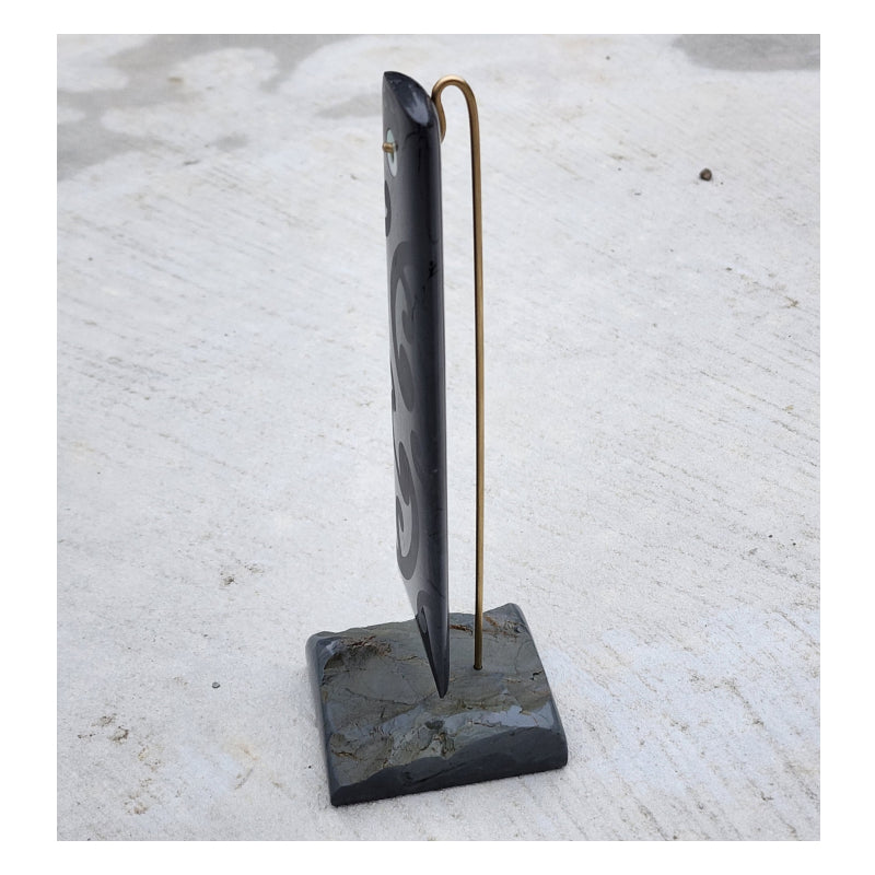 Large Argillite And Mother Of Pearl Toki Sculpture