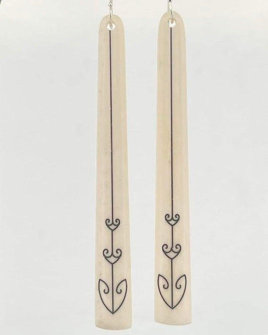 Engraved Bone Koru Earrings