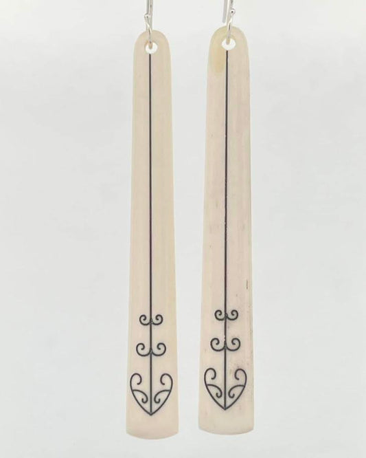 Engraved Bone Koru Earrings