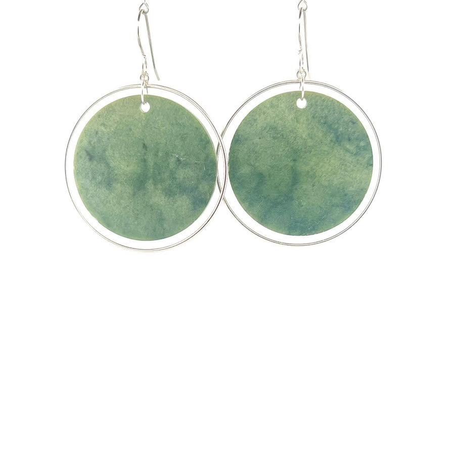 NZ Kawakawa Jade Circular Earrings