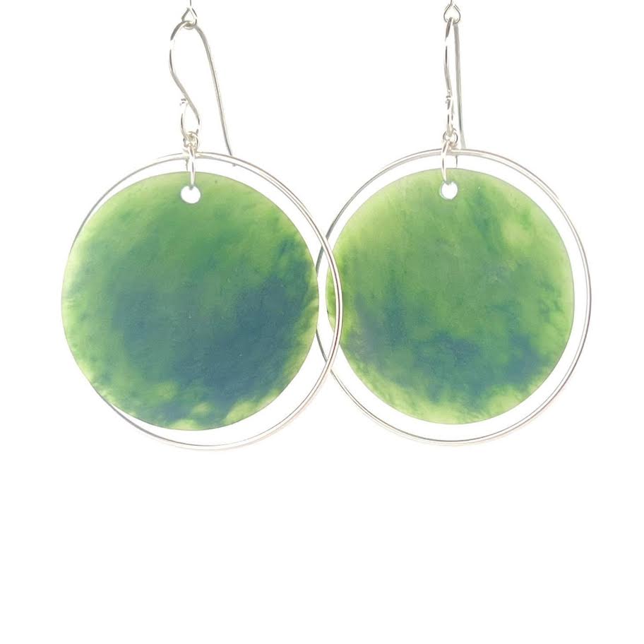 NZ Kawakawa Jade Circular Earrings