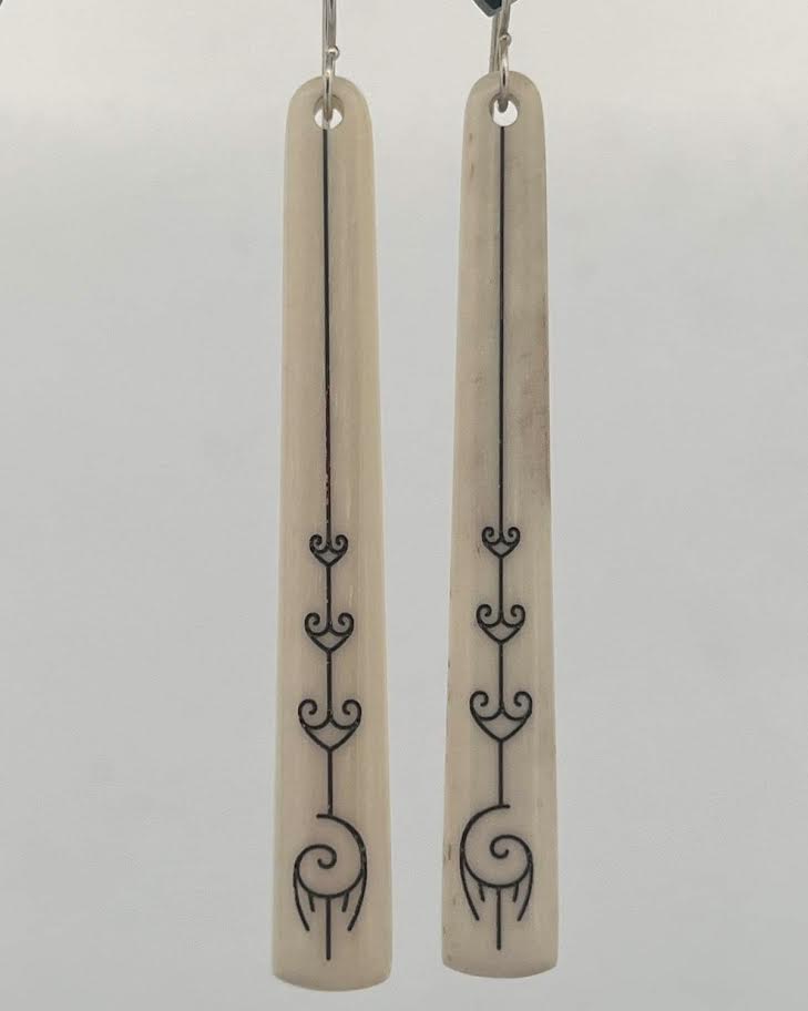 Engraved Bone Earrings