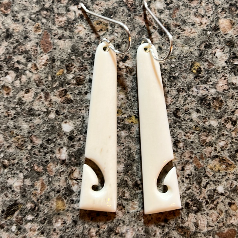 Bone Earrings With Koru