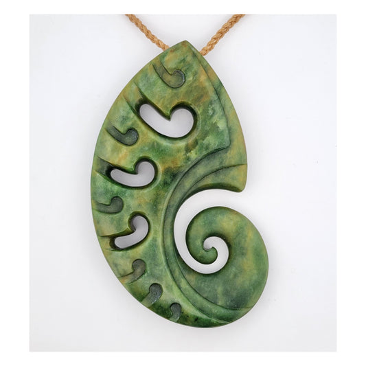 NZ Flower Jade Nautilus pendant